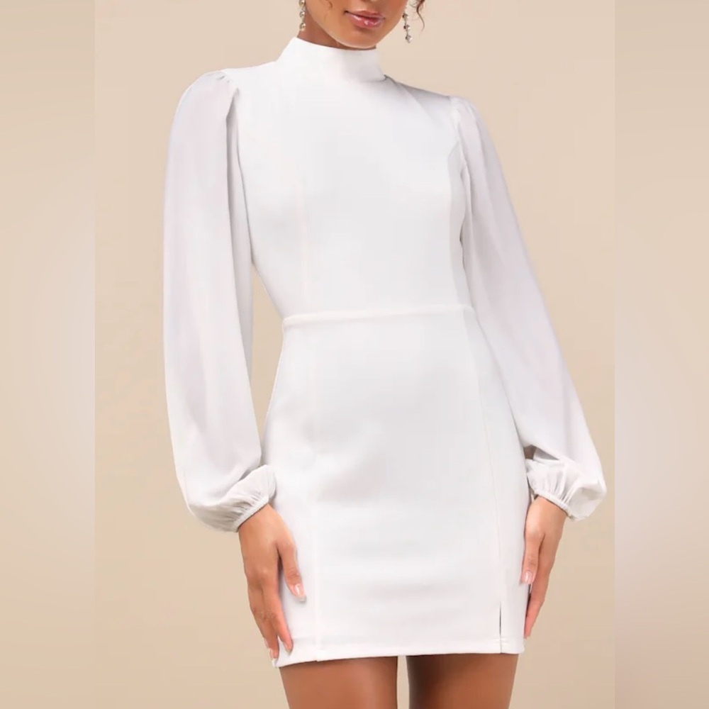 Lulus XS White High-Neck Mini Dress